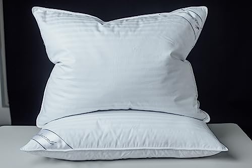 Goose Down Feather Soft Pillows One Pillow 100% Cotton Supportive Bed Pillow Stripe White Color Standard Size 20x26 inch - Image 2