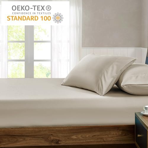 FreshCulture Queen Fitted Sheet - Hotel Quality, Ultra Soft & Breathable Brushed Microfiber, Deep Pocket, Cooling Fitted Sheets for Queen Size Bed (Cream) - Image 6
