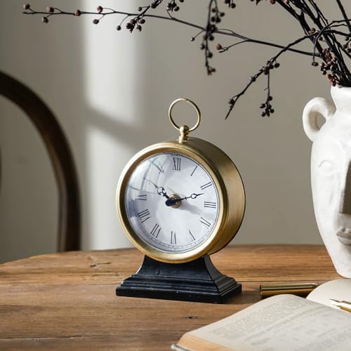 NIKKY HOME Gold Table Clocks, Table Clocks with Silent Non-Ticking Battery Operated for Living Room Bedroom - Image 3