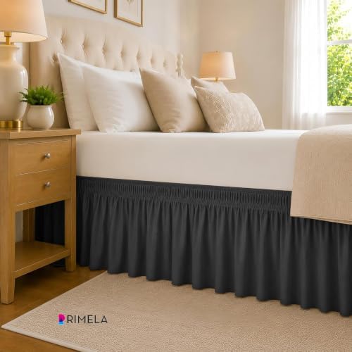 Dark Grey Bed Skirt King Size 15" Drop, Elastic Wrap Around Bedskirt - Image 3