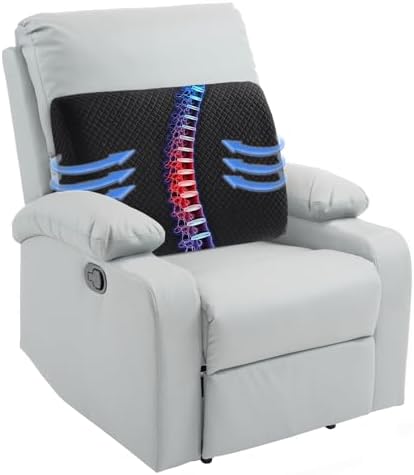 HOMBYS Lumbar Support Pillow for Recliner Chair, Memory Foam Back Support Cushion for Elderly,Extra Large Lumbar Support Pillow,Thick Backrest for Home Reading (Black, 20“x13.5"x5") by HOMBYS