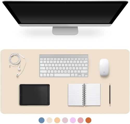 Leather Desk Pad Protector,Non-Slip Desk Pad(Eggshell, 23.6" x 13.7") by CADONO