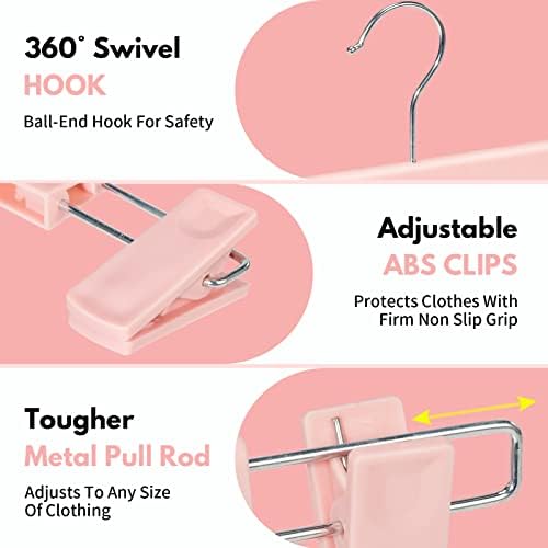Pants Hangers with Clips, Skirt Hangers, 30 Pack, Pink - Image 4