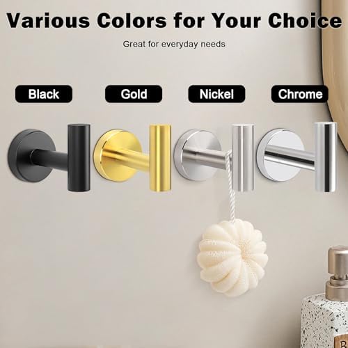 Livabber Bathroom Towel Hooks, 304 Stainless Steel Robe Shower Hooks Wall Mounted, Heavy Duty Towel Hangers for Bathroom Kitchen Bedroom (4 Pack, Chrome) - Image 7