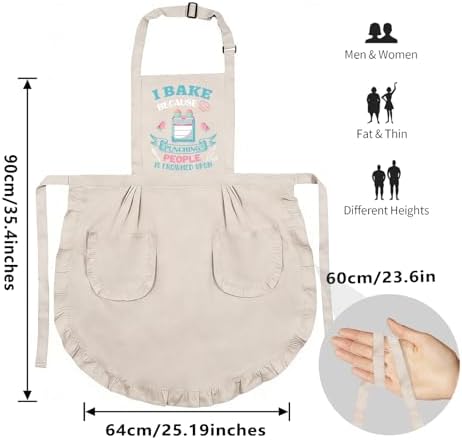 Baking Gifts, Baking Aprons, Baking Apron for Women with Pocket, I Baking Because People is Frowned Aprons, Kitchen Cooking Apron for Women Mom Family Mother's Day Thanksgiving - Image 2