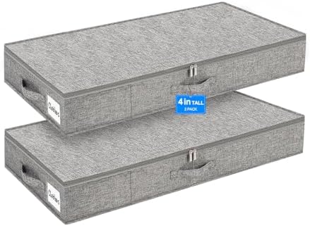 punemi 4 in High Sturdy Low Profile Under Bed Storage, 2 Pack, Grey by Punemi