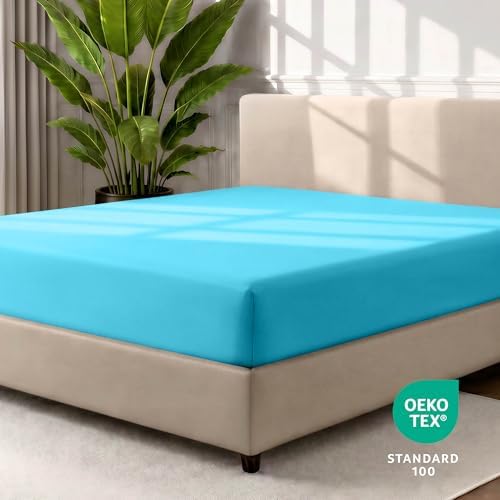 Bare Home Twin XL Fitted Sheet - 1800 Ultra-Soft (Twin XL, Aqua) - Image 4