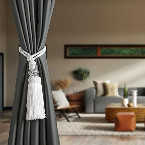 4 Pack Curtain Tiebacks with Tassel, White - Image 4