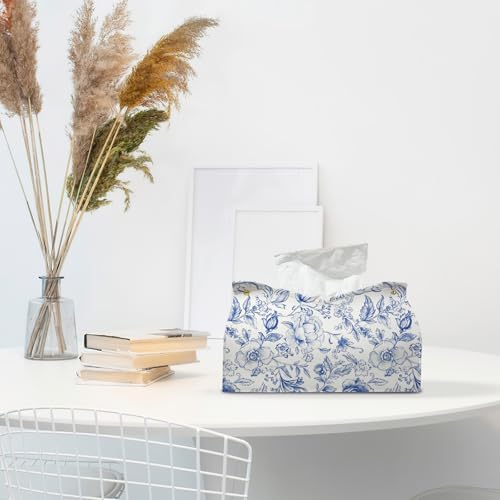 Blue Chinoiserie Tissue Box Cover Rectangle for Desk Decor - Image 3