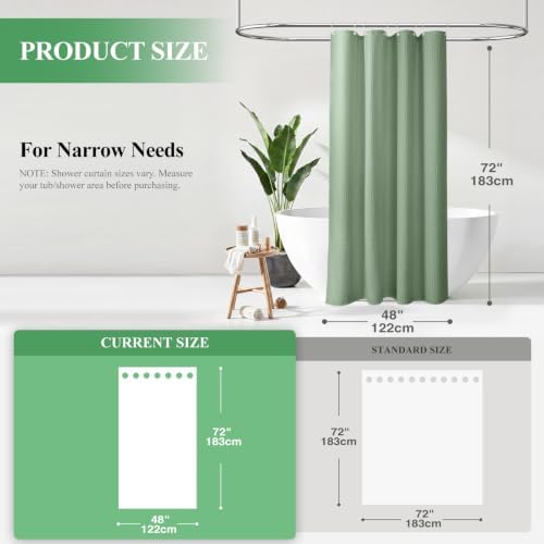 Dynamene Stall Waffle Shower Curtain 256 GSM Heavy Fabric 48x72 Sage Green - Image 2