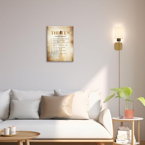 The Ten Commandments Christian Pictures Wall Art, Bible Verse Jesus Bathroom Wall Decor Religion Scripture Framed Painting Religious Canvas Artwork for Church Bedroom Living Room 16" L x 12" W - Image 6