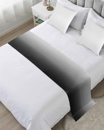 Abstract Grey Black Ombre Bed Runners for Bedroom Hotel,Decorative Bedding Scarf Modern Minimalist Art Bed End Blanket Bedding Runner Scarves for Full Size Beds,83x20in by ZFUNCING