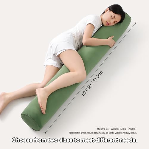 Long Round Body Pillow for Adults, 59 x 7.87 in, Olive Green - Image 3