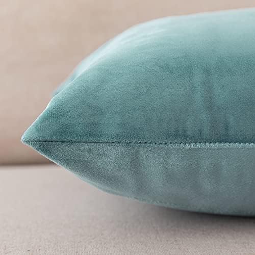 NiNi ALL LightBlue Velvet Throw Pillow Covers 26x26 Pack of 2 Decorative - Image 6