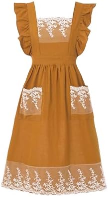 Aoomzoon Vintage Aprons for Women with Lace Ruffle, Cooking Kitchen Baking by Aoomzoon