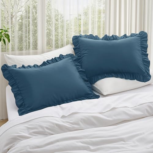 KKJIAF Ruffle Body Pillow Cases Set of 1, Dark Blue - Image 2