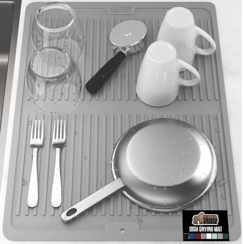GORILLA GRIP Patented BPA-Free Silicone Dish Drying Mat, 18x24, Gray by GorillaGrip