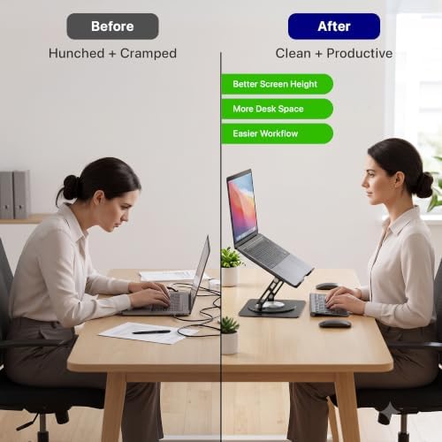 Uncaged Ergonomics Laptop Stand for Desk Riser/360° Swivel (Black) - Image 5
