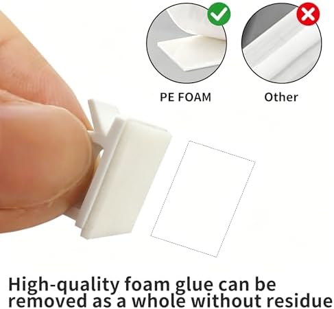 20 Pack Adhesive Cable Clips for Cord Management, Small Wire Holders for Desk Wall Car, Strong Sticky Cable Organizer for Phone Charger, USB, TV, Ethernet & More (20, White) - Image 6