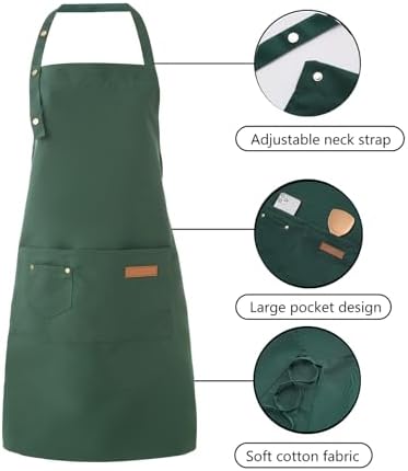 Tosewever Art Aprons for Women Painting Pottery Baking, Mens Buckle Straps Kitchen Apron with Pockets for Chef Cooking - Image 6