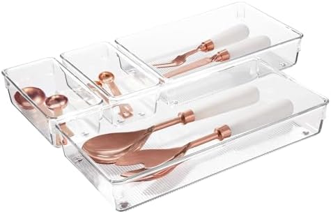 iDesign 4-Piece Kitchen Drawer Organizer Set, Clear by iDesign