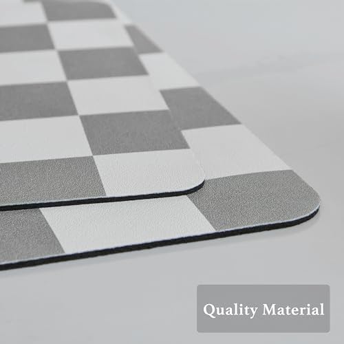 Checkered Dish Drying Mat for Kitchen Counter, Coffee Bar Station Accessories, Retro Cute Aesthetic Absorbent Coffee Mat Kitchen Drying Mat Easy Clean, Grey 16" x 24" - Image 6
