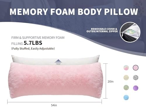 WSOFRLAC Fluffy Full Body Pillow, Long Pillow for Sleeping,Pink 20x54 - Image 6