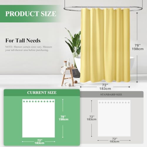 Dynamene Long Waffle Shower Curtain 256 GSM Heavy Fabric 72x78 Yellow - Image 2