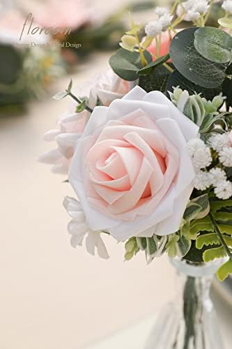 Floroom Artificial Flowers 50pcs Real Looking Blush Shades Foam Fake Roses with Stems for DIY Wedding Bouquets Bridal Shower Pink Centerpieces Floral Arrangements Party Tables Home Decorations - Image 3