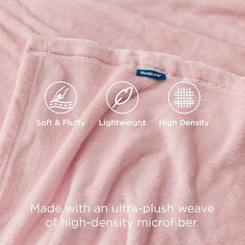 Bedsure GentleSoft Pink Fleece Throw Blanket for Couch - 300GSM Cozy Soft Blankets for Women, Cute Small Fleece Throws for Girls, Pink Home Decor Gifts, 50x60 Inches - Image 4