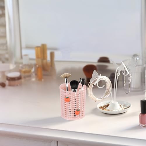 PATIKIL Pencil Holder, 2 Pack Plastic Pen Holder for Desk Cute Pencil Holders Strawberry Cup Organizer Mesh Makeup Brush Holder Stationery Storage, Pink - Image 5
