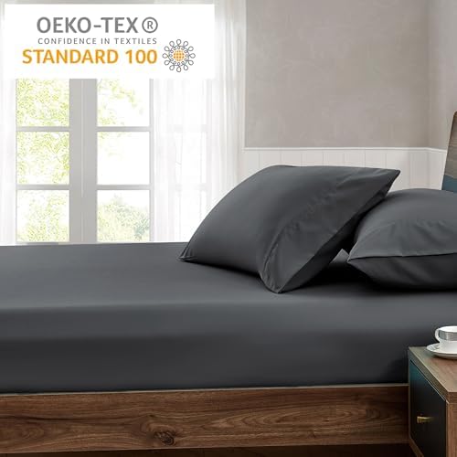 FreshCulture King Fitted Sheet Only - Hotel Quality Fitted Sheet King Size - Ultra Soft & Breathable - Brushed Microfiber - Deep Pocket - Cooling Fitted Sheets for King Size Bed (Charcoal Gray) - Image 6