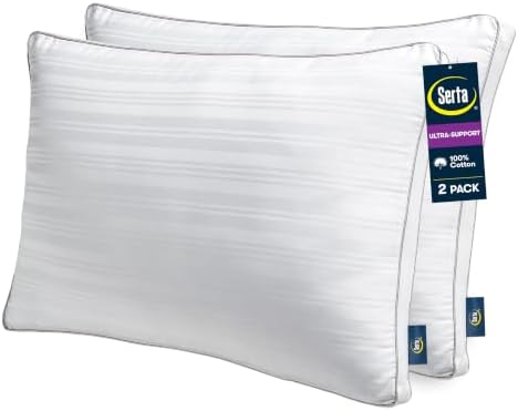 Serta Down Illusion Ultra Support Cotton Pillows, King (2 Pack) by Serta