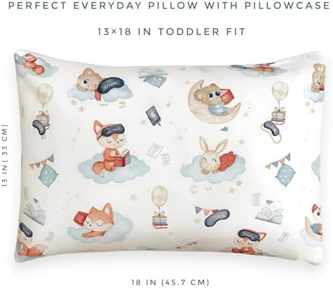 Toddler Pillow with Cotton Pillowcase – Soft & Hypoallergenic Kids Pillow, 13x18 Small Pillow for Toddlers Ages 3+, Travel-Friendly & Machine Washable (Fox) - Image 2