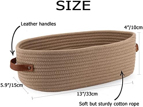 Storage Basket Boho Decor Baskets for Organizing Woven Decorative Basket for Countertop Toilet Paper Basket for Toilet Tank Top Shelf Basket with Handle Khaki - Image 3