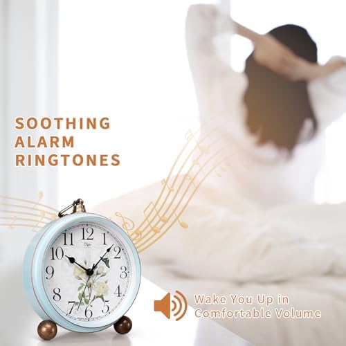 Maxspace 5.2in Desk Clock, Retro Silent Analog Clock Non-Ticking & Battery Operated with Quartz Movement,Clock Decor for Bedroom Living Room - Image 4