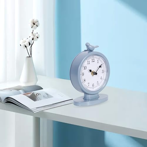 Classic Vintage Analog Mantel Desk Clock, Bright Blue - Image 3