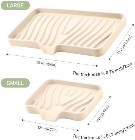 Silicone Soap Dish with Drain Spouts, Bar Soap Holder, Self-Draining Sink Organizer Kitchen Sponge Tray, Non-Slip Dispensers for Bathroom, Kitchen (Light Green, 2 Short) - Image 6