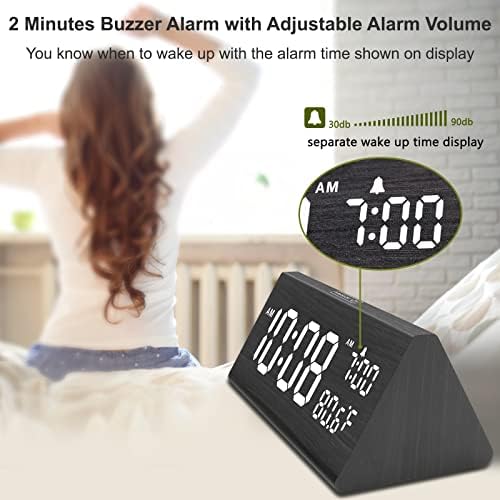 DreamSky Wooden Digital Alarm Clock for Bedroom with USB Port - Image 3