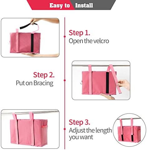 Bunk Bed Organizer, Bedside Caddy Hanging Storage Bag, Pink - Image 5