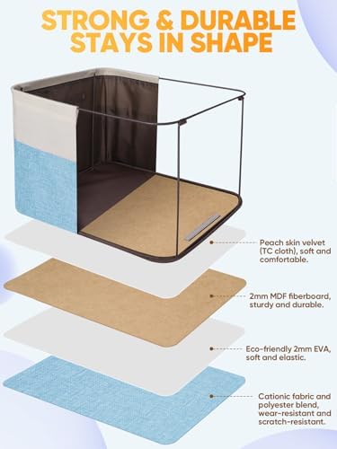 BALEINE 4 Pack Fabric Closet Storage Bins for Shelves, Linen Closet Organizers and Storage, Decorative Baskets for Organizing, Shelf, Clothes, Home, Office (Skyblue, 15''x11''x9.5'') - Image 3