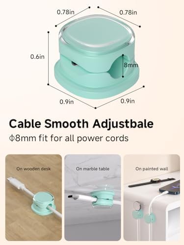 Magnetic Cable Clips, Adjustable Cord Holder Management, Adhesive Wire Keeper Organizer for Home Office Desk Phone PC Car Wall Desktop Nightstand Appliance (9-PCS Cyan) - Image 3