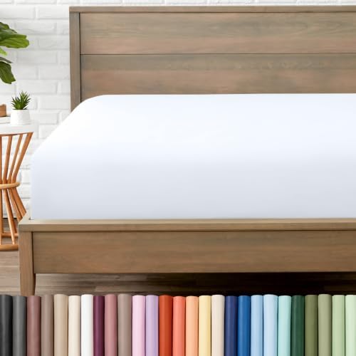Bare Home Twin XL Fitted Sheet - 1800 Ultra-Soft (Twin XL, White) by BareHome