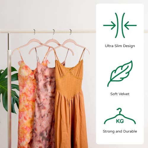 Sishynio Premium Velvet Shirt Hangers 30 Pack, Non-Slip 360° Swivel Hook Space-Saving Felt Hanger, Slim Flocked Hangers for Blouses, Strappy Dresses, Tank Tops(Pink) - Image 4