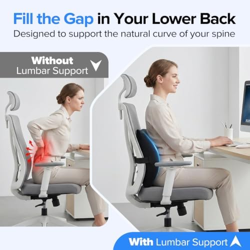 Lumbar Support Pillow for Office Chair, Lower Back Support, Pressure Relief - Image 2