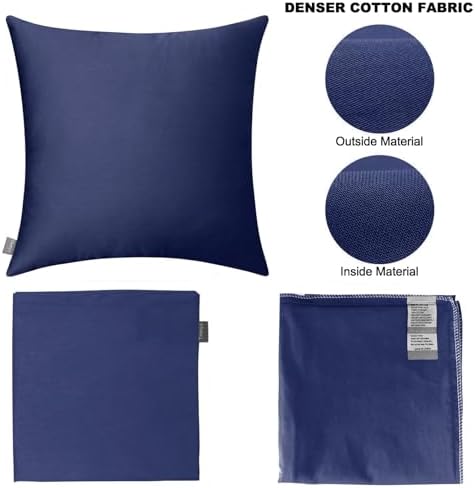Thmyo 4-Pack 100% Cotton Solid Decorative Throw Pillow Case 18x18 Dark Blue - Image 5