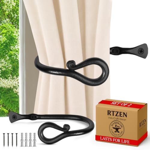 RTZEN Metal Curtain Tiebacks, Drapery Holders for Wall, 2 Pcs by RTZEN