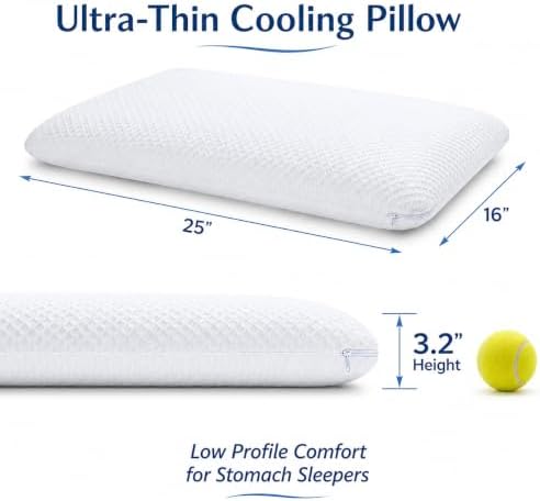 DLIGHT BD 3.2" Slim Stomach Sleeping Gel Memory Foam Pillow-Thin, Flat, Soft Yet Supportative for Belly, Back& Stomach Sleepers - Image 4