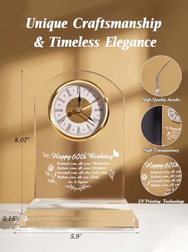 DEEWISH 60th Birthday Gifts for Women Men, 60 Year Old Clock for Mom Dad - Image 5