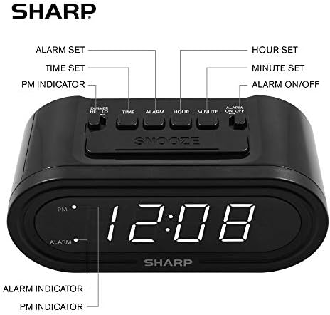 Sharp AccuSet Self-Setting Alarm Clock with White LED, Midnight Black - Image 3